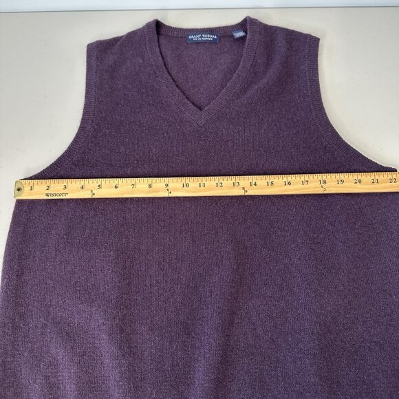 Grant Thomas Two Ply Cashmere Sweater Vest Size L Purple Vintage - Picture 4 of 8